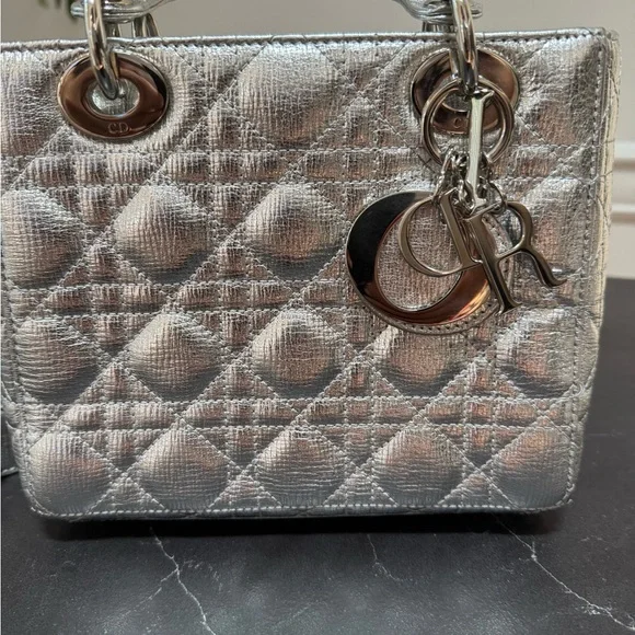 Dior Silver Mini Bag with Quilted Cannage Pattern - Picture 15 of 17